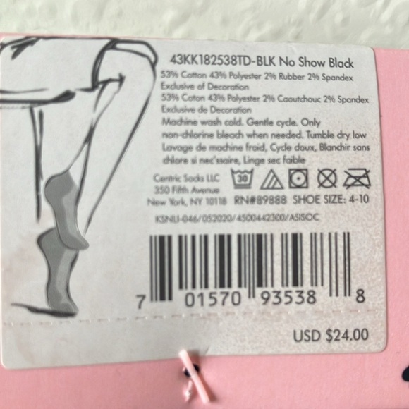 Kate Spade: 2 pair Black Barre Socks- grip bottom- open on top- one size - Picture 3 of 16